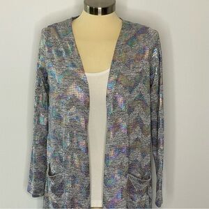 LuLaRoe Elegant Sarah Mermaid Holographic Sequin Chevron Duster
